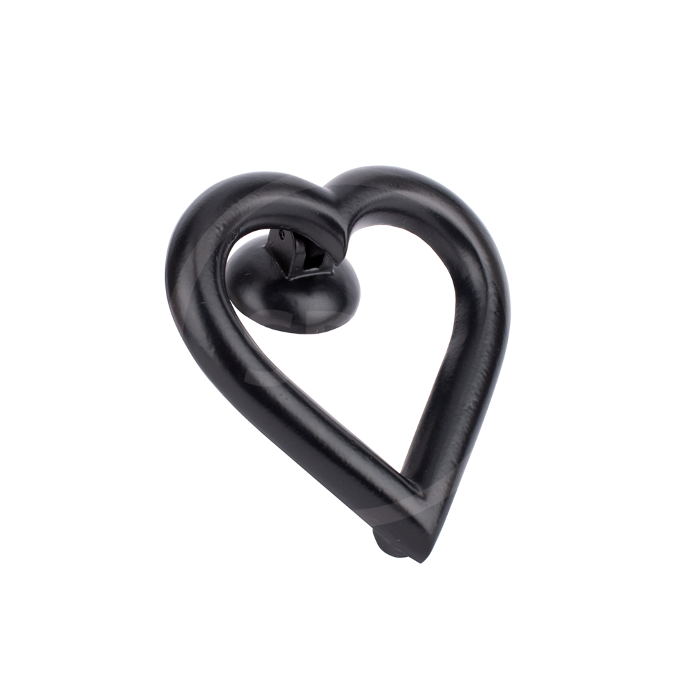 Brass Heart Door Knocker - Polished Black